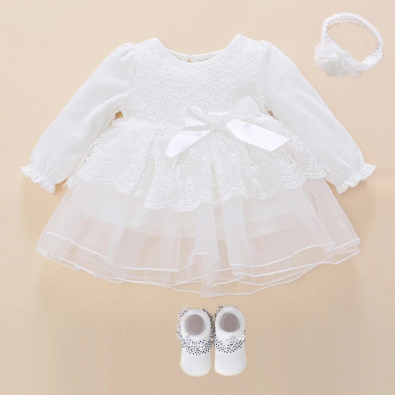 Baptism Dress White Christening Dress For Newborn Baby Girl: Sizes 3, 6, 9 Months