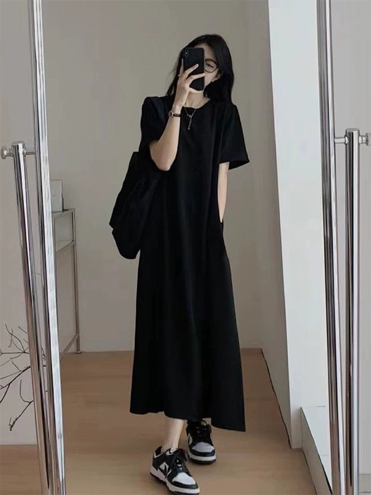 Stylish Loose Round Neck Spring and Summer Casual: Long Dress Or Short Maternity Summer Dress 2024 New Arrival