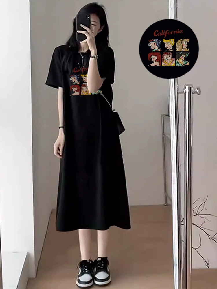 Western Style Fashion Maternity T-shirt Overknee Long Summer Skirt Slit Dress - 2024 New Arrival