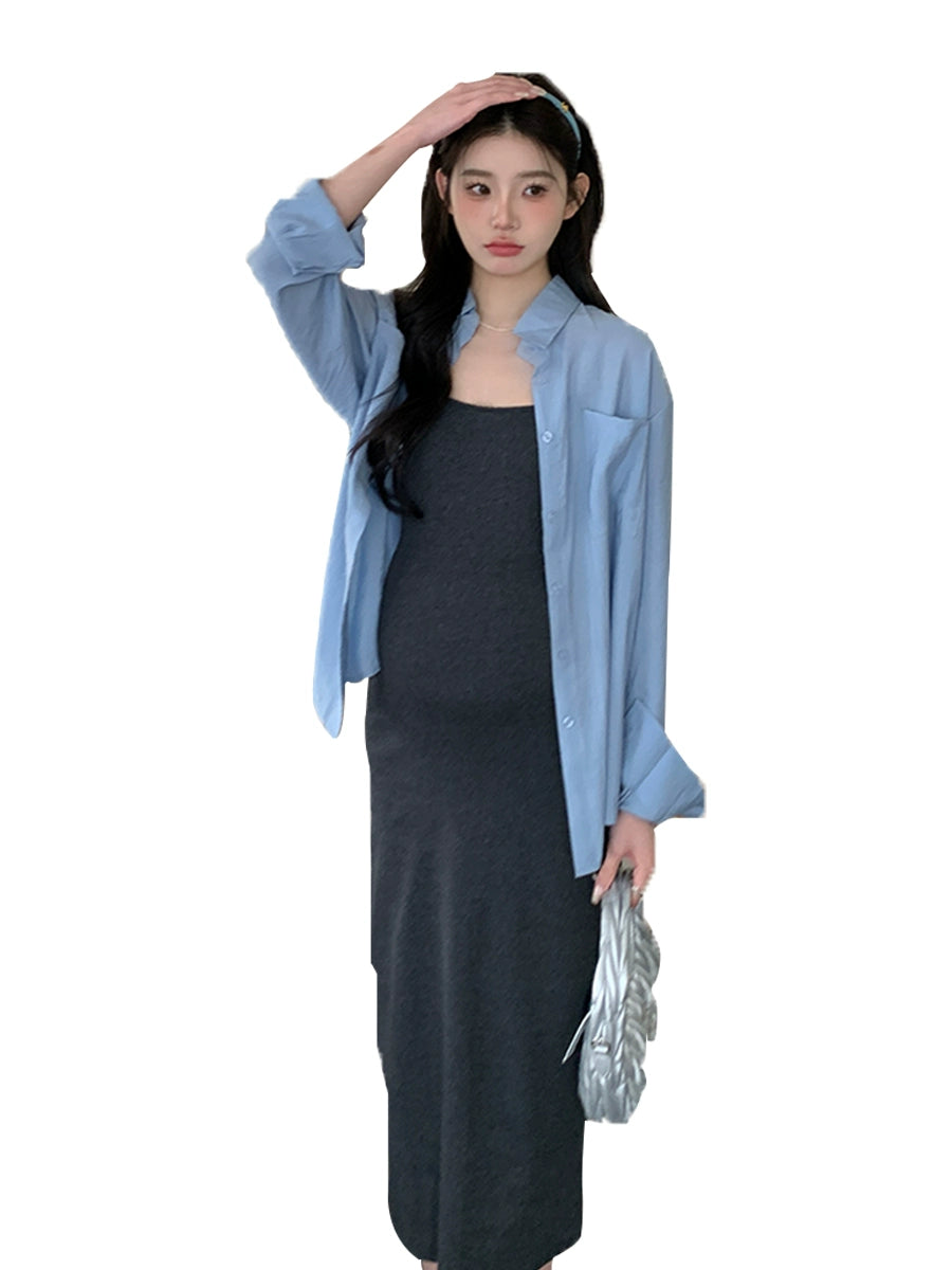 Maternity Summer Halter Skirt: Western Style Fashion Spring Suit Dress Two-piece Set 2024 New Arrival