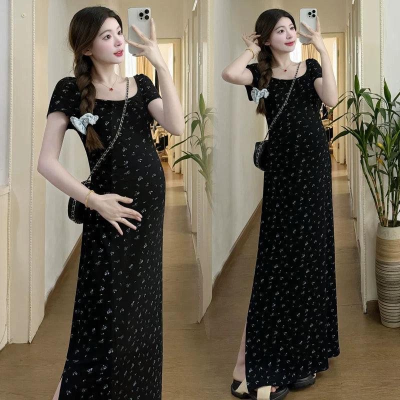 Fashion Fancy Western Style Floral: Plus Size Maternity Summer 2024 New Arrival