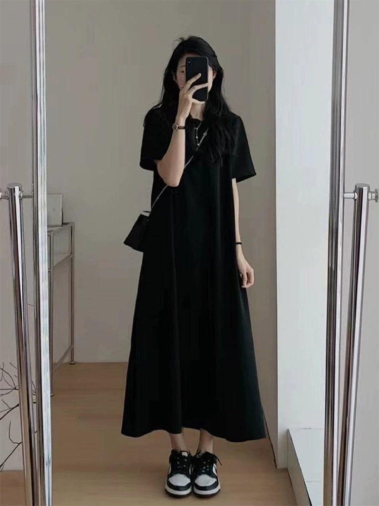 Stylish Loose Round Neck Spring and Summer Casual: Long Dress Or Short Maternity Summer Dress 2024 New Arrival