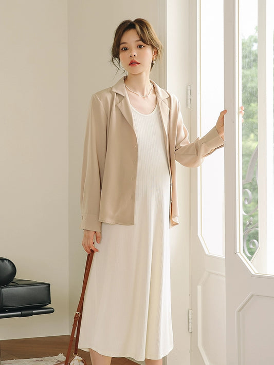 Simple Maternity Summer Wear Separates: Summer 2024 New Arrival Vest & Long Dress Separates