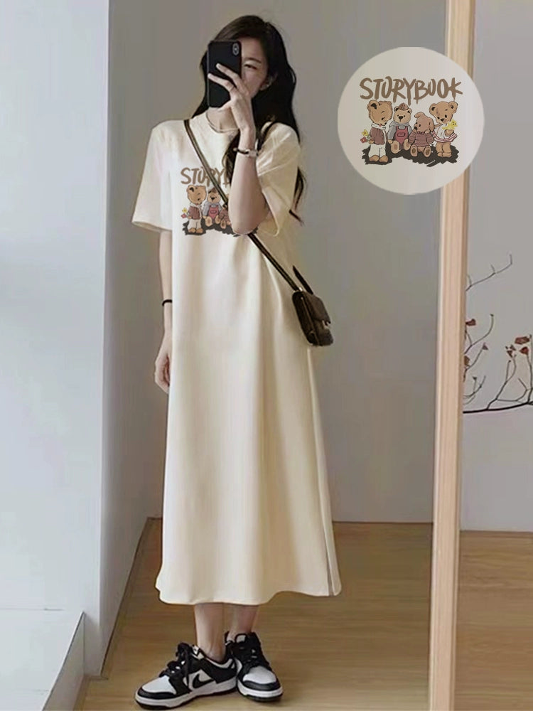 Western Style Fashion Maternity T-shirt Overknee Long Summer Skirt Slit Dress - 2024 New Arrival