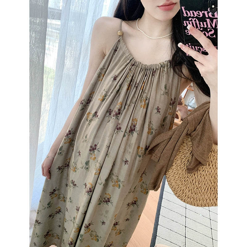 Retro Oil Painting Maternity Suspender Skirt Cardigan Two-piece Set: Summer Dress 2024 New Arrival