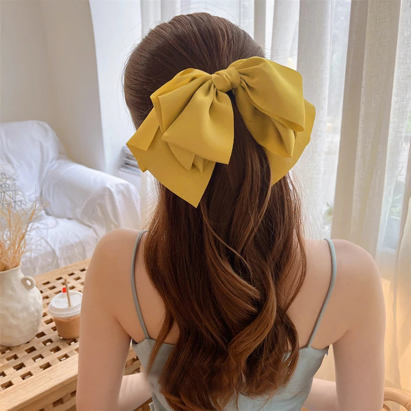 Oversized Big Bowknot Satin Hair Clips For Girls