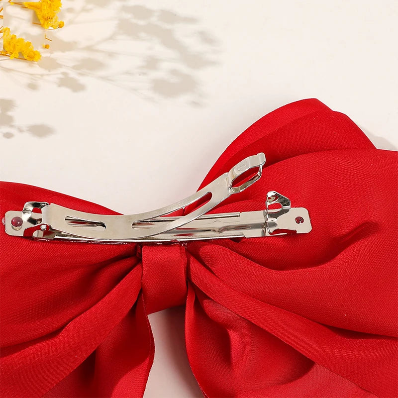 Oversized Big Bowknot Satin Hair Clips For Girls