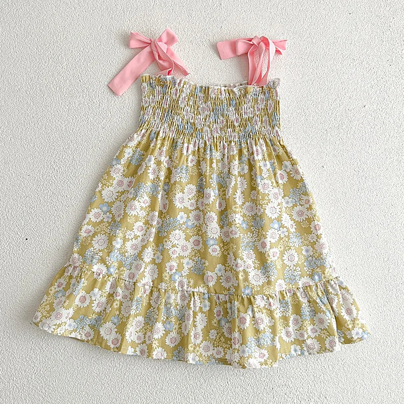 Sister Girls Strap Romper Summer Cotton Floral Dress