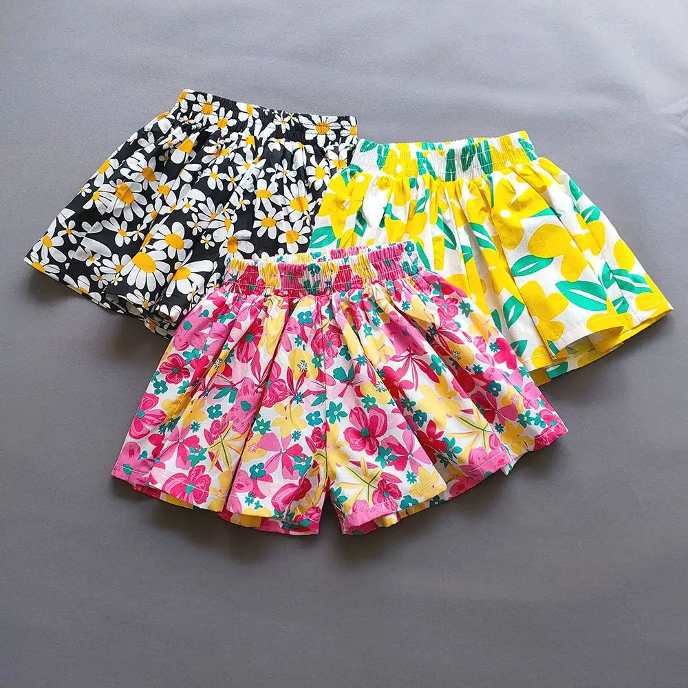 Summer Girls Floral Print Skirt Shorts