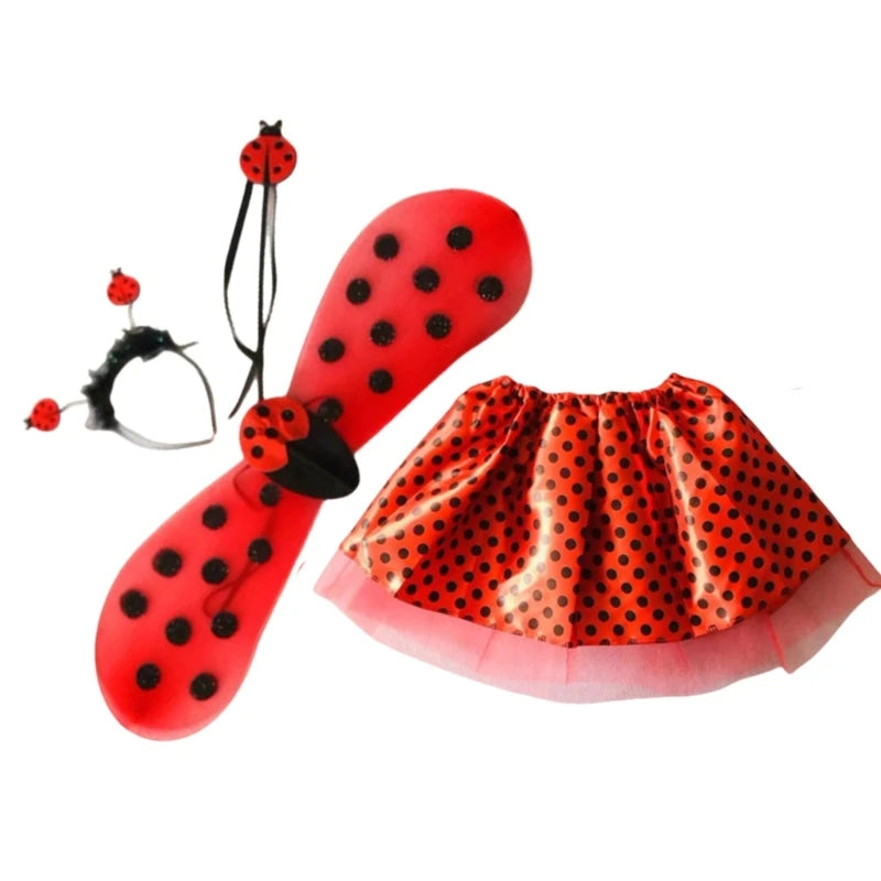 Ladybug Costume Set Ladybird Wings & Tutu for Party Cosplays