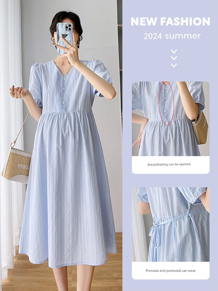 Elegant Summer Loose Maternity Nursing Dress