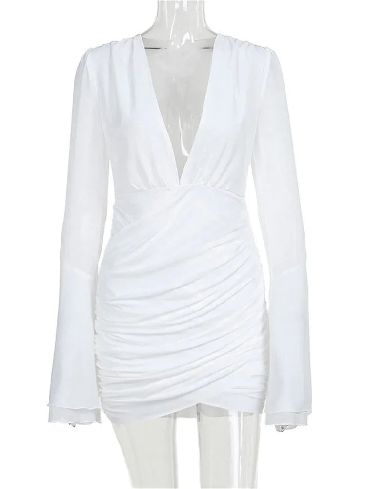 Tossy White Fashion V-Neck Mini Dress