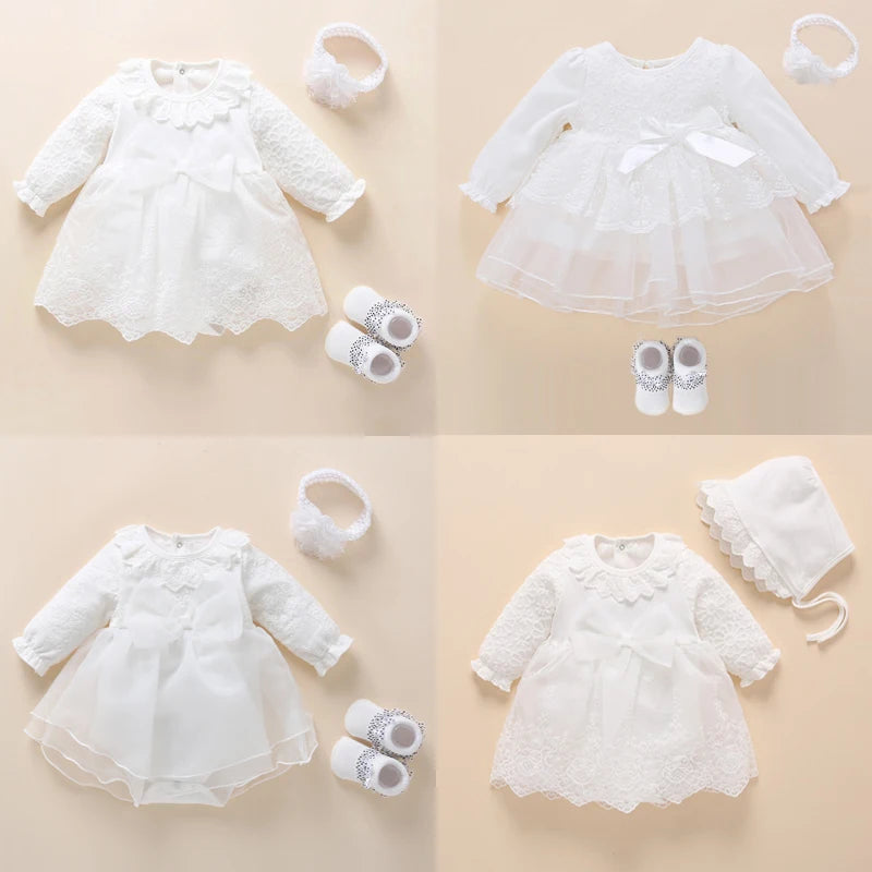 Baptism Dress White Christening Dress For Newborn Baby Girl: Sizes 3, 6, 9 Months