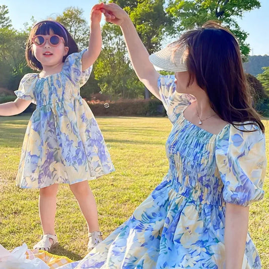 Chiffon Floral Dress Mother & Daughter Matching Outfits