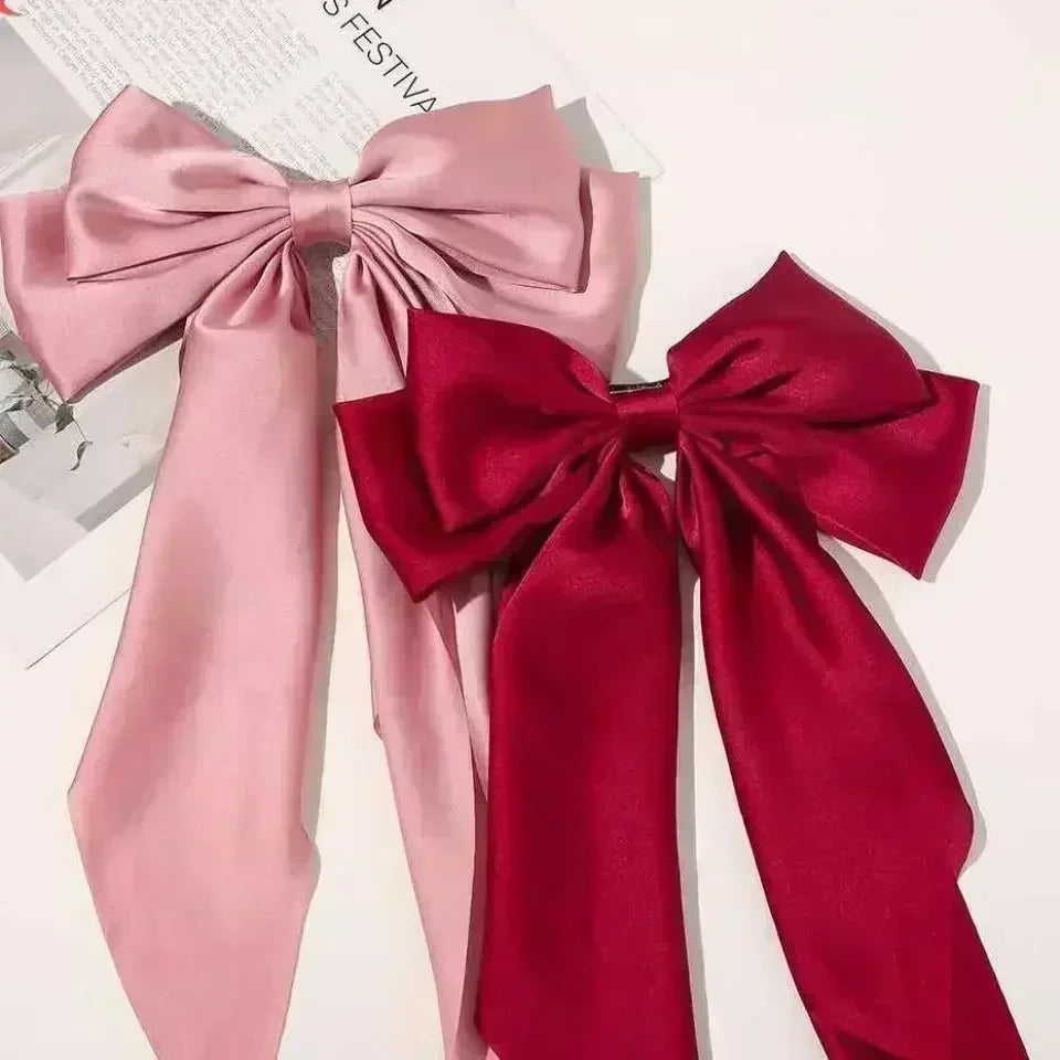 Two-layer Bowknot Streamer Ribbon Barrette Spring Clip Headwear