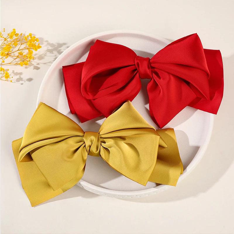 Oversized Big Bowknot Satin Hair Clips For Girls