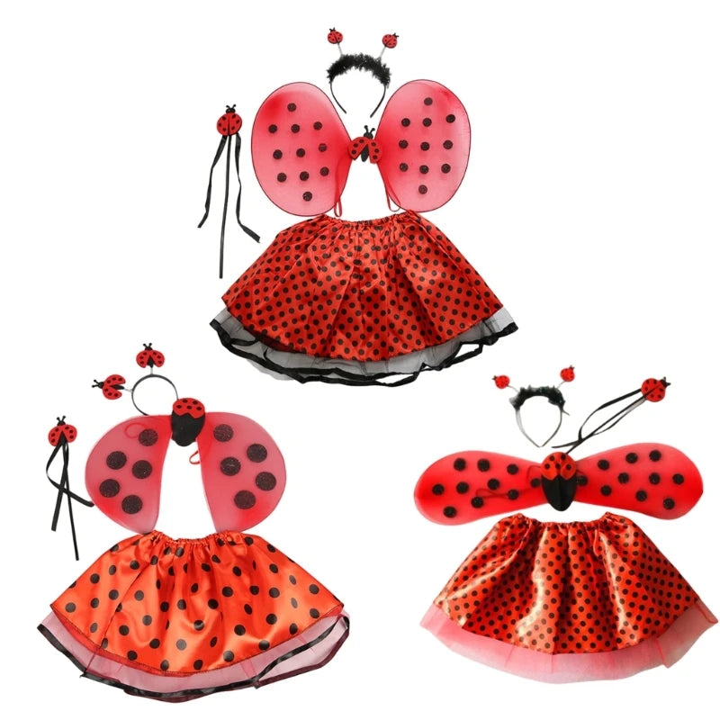 Ladybug Costume Set Ladybird Wings & Tutu for Party Cosplays