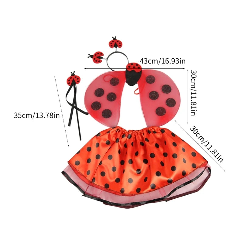 Ladybug Costume Set Ladybird Wings & Tutu for Party Cosplays