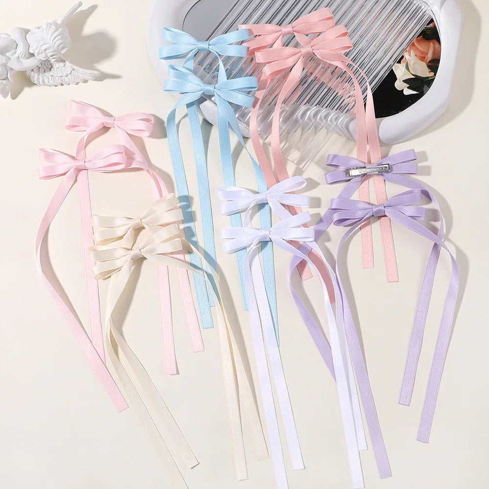 Cute Ribbon Bow Headband Long Tassel Hair Clip