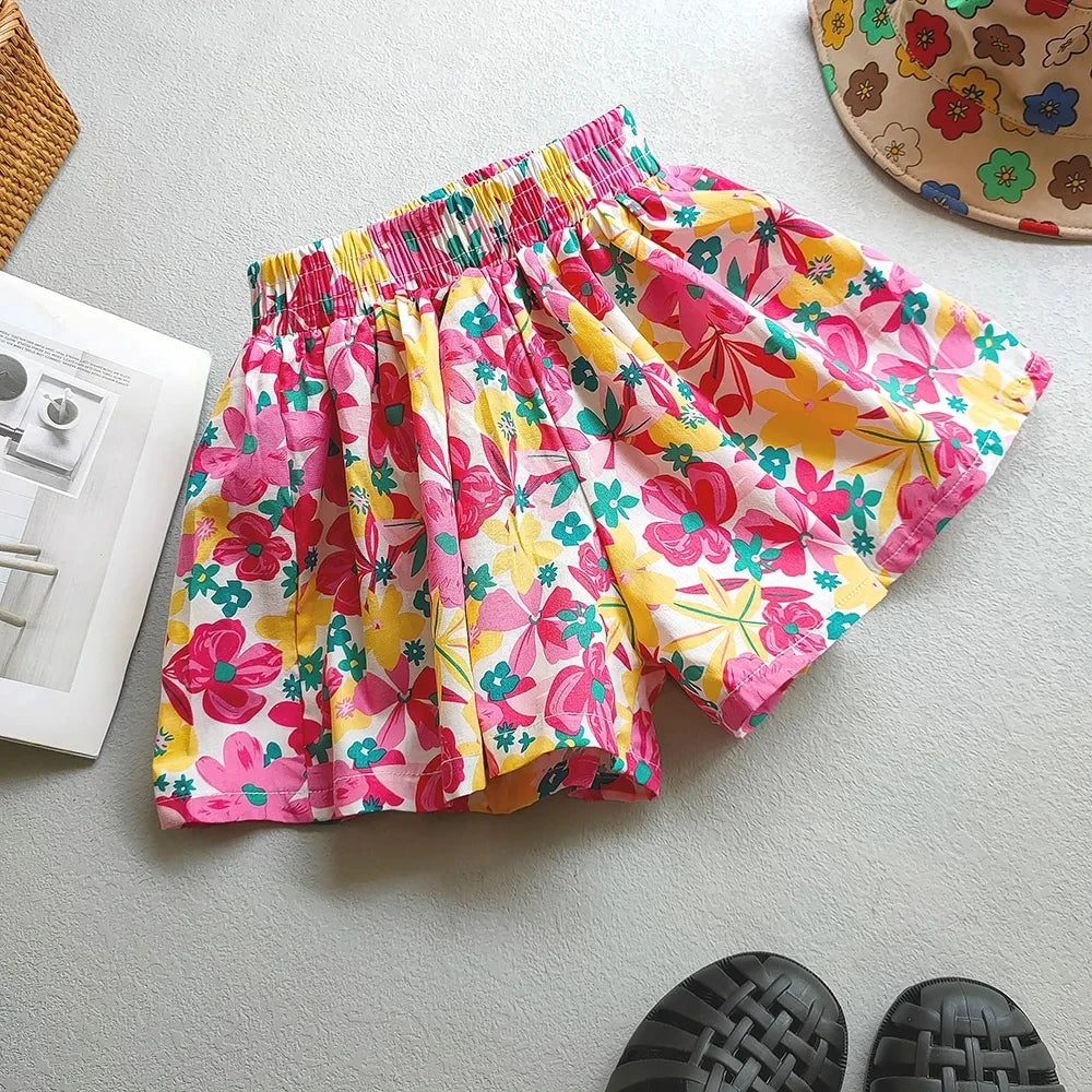 Summer Girls Floral Print Skirt Shorts